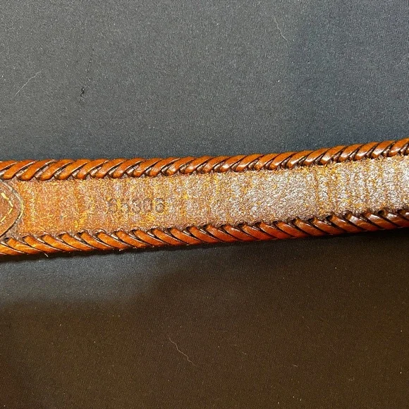 Vintage 1991 Brown Leather Belt with Silver Buckle - Picture 6 of 6